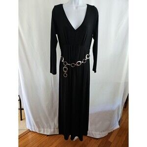 Nicole Miller Dress Women's Black Belted Hadley Ponte Knit Dress Long Sleeve Med